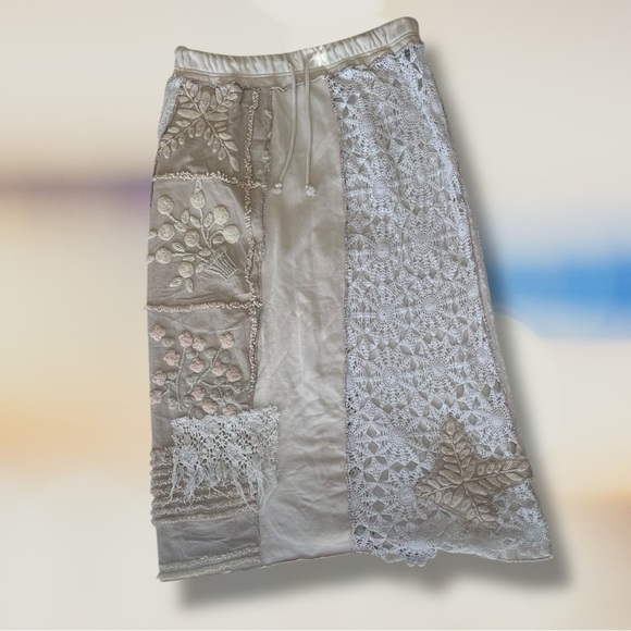 Jelbel Up cycled Lace and Embroidery Patchwork Midi Skirt -ONE of a Kind - Picture 13 of 13